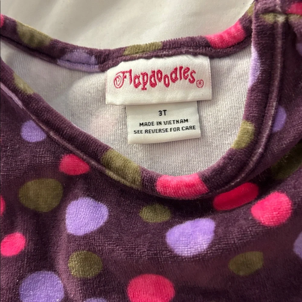 Flapdoodles Multicolor Velour Polka Dot Dress 3T